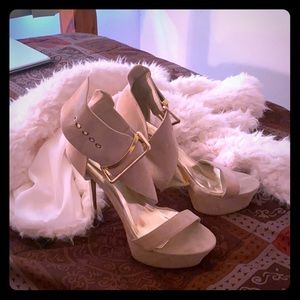 Tan open toe 5 1/2 inch heels